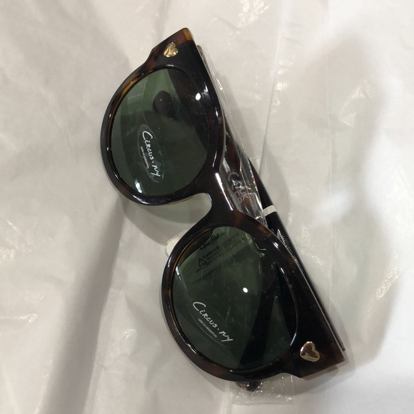 Circus NY brown tortoiseshell retro style gold heart studded sunglasses new - Picture 5 of 9